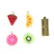 Fruit Slice Medley Charm Lot - Pink Grapefruit ~ Orange ~ Kiwi ~ Watermelon (K369) (4x)